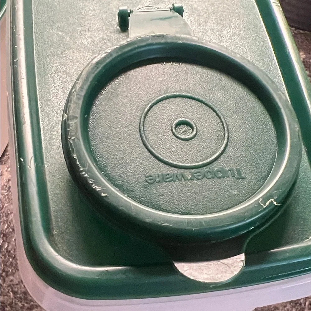 Vintage Tupperware Cereal and Modular Mate storage Container with Green Lids.